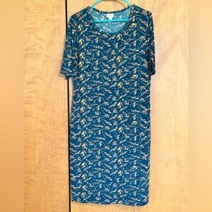 LuLaRoe EUC size XL Green Feather Julia Dress
